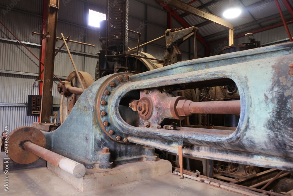 An old gold mine shaft machinery.