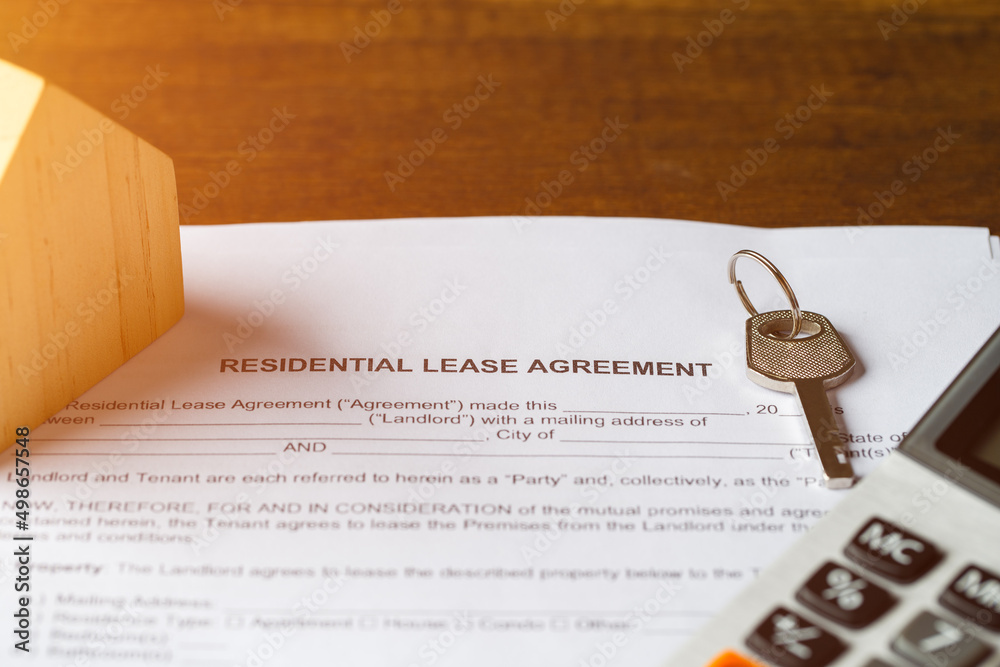 Residential lease agreement document concept. Lease agreement document ...