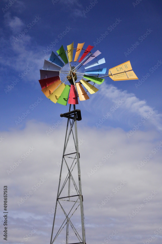 Colorful wind mill in the outback of Australia