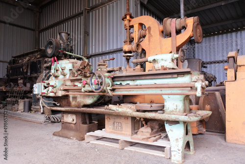 Old machinery in a workshop photo