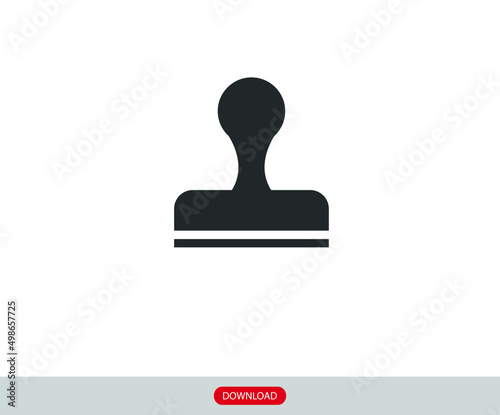 Stamp icon. Post, postage stamp symbol. Business contract, certificate signing illustration.