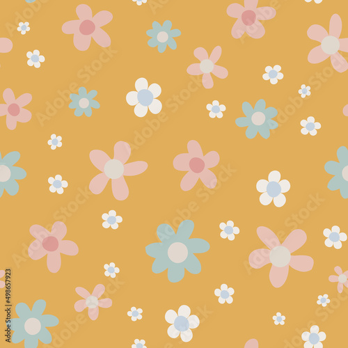 Pastel flower seamless vector pattern