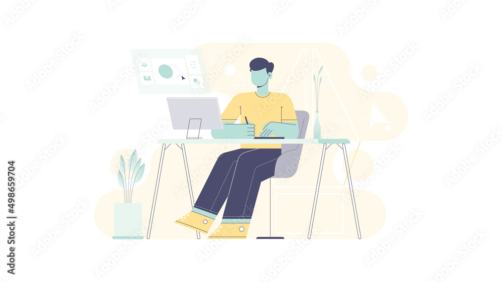 Graphic designer concept flat illustration