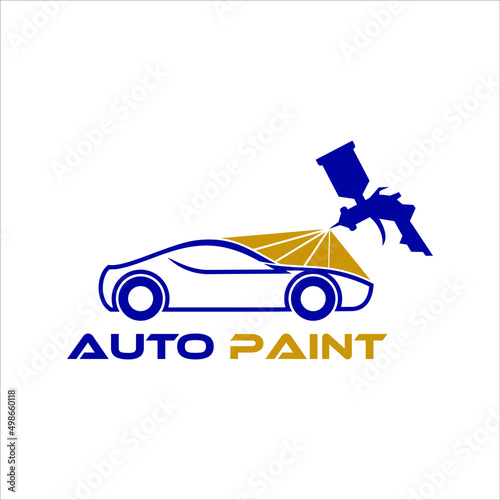 Auto paint workshop logo design with Spray tool vector