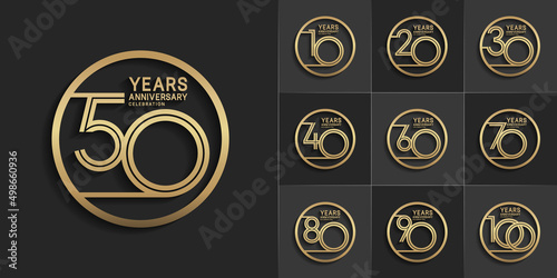 set of anniversary premium collection golden color can be use for celebration event