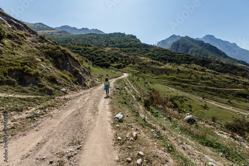 Trekking to mountain upper balkaria caucasus Russia photo