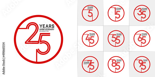 set of anniversary premium collection black and red color can be use for celebration event