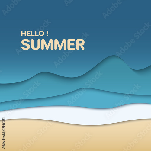 Sea waves top view background. blue waves on sand background. Vector illustration. Beach and waves from top view. Turquoise water background from top view. 