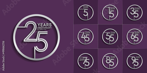 set of anniversary premium collection silver color can be use for celebration event