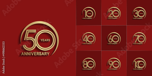 set of anniversary premium collection golden color can be use for celebration event