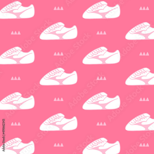 Vector seamless pattern with sneaker illustrations