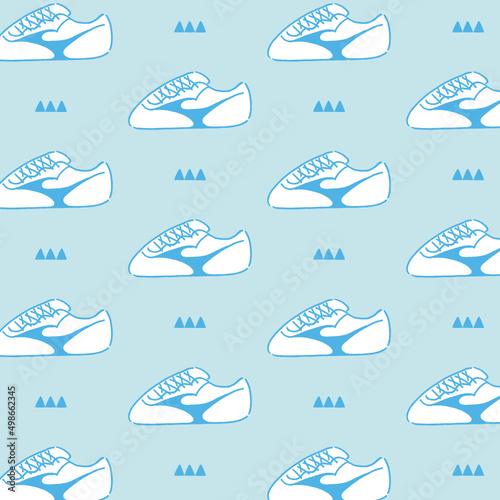 Vector seamless pattern with sneaker illustrations