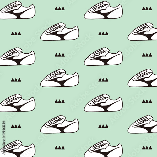 Vector seamless pattern with sneaker illustrations