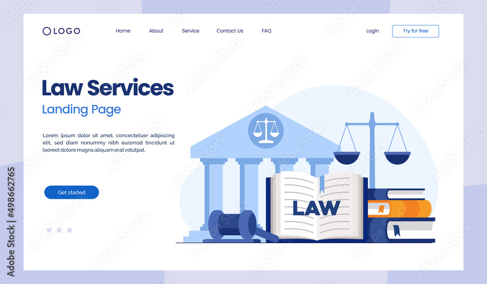 law firm and legal services concept, lawyer consultant, judicial, adviser, flat illustration vector landing page template
