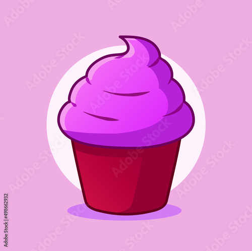 Pastelillo con betún rosa ilustración vectorial