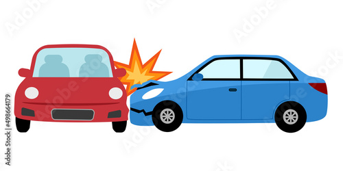 Car crash accident in flat design on white background.