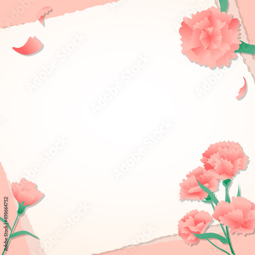 가정의 달을 위한 카네이션이 장식된 프레임