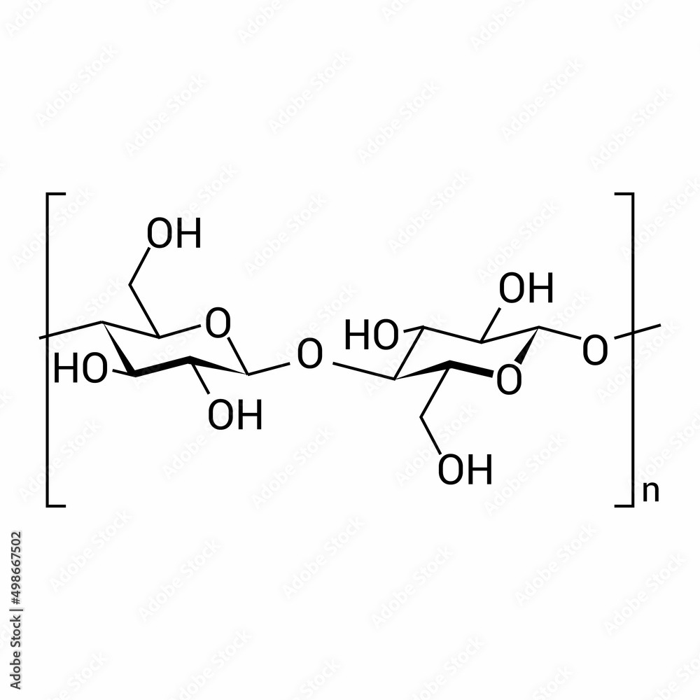 chemical structure of Cellulose (C6H10O5)n chemical structure of Cellulose (C6H10O5)n