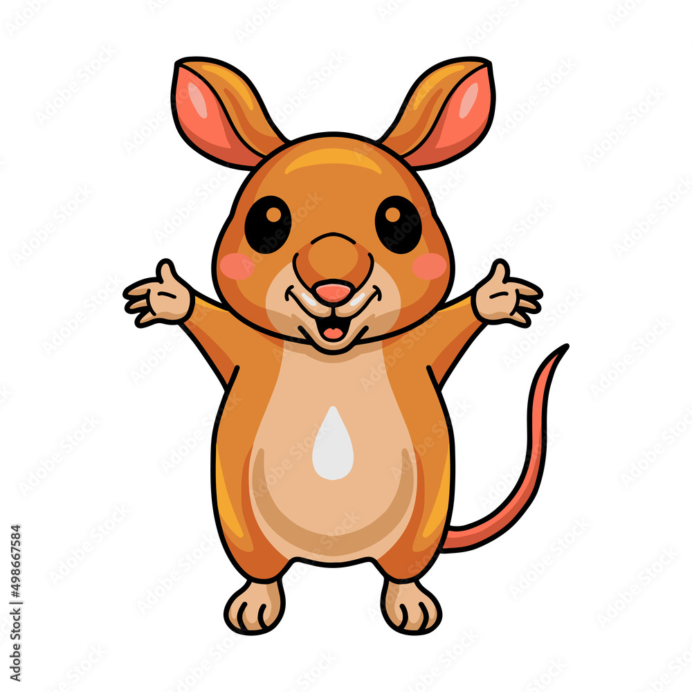 Cute little bandicoot cartoon raising hands Cute little bandicoot cartoon raising hands