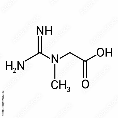 chemical structure of creatine (C4H9N3O2) photo