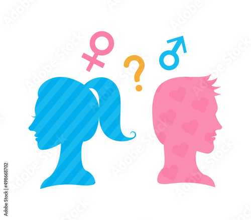 Gender and gender silhouettes and icons of men and women.