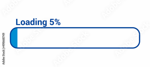 progress loading bar 5 percent (5%) on white background