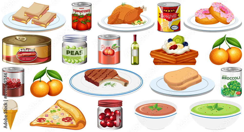 Set of different foods