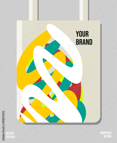Creative shape colorful packaging print design, applied for pattern craft like tote bag and shopping bags, home industry production.