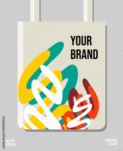 Creative shape colorful packaging print design, applied for pattern craft like tote bag and shopping bags, home industry production.