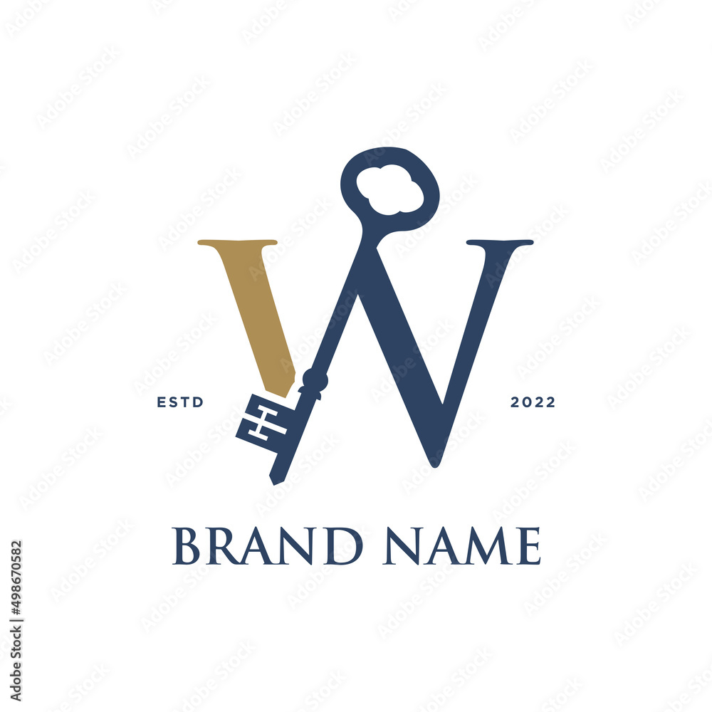 Initial W Elegant Key Initial W Elegant Key
