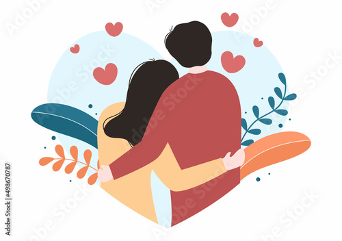 Love Sign Vector Cartoon Background Illustration to Self Care, Valentines or Yourself Icon in Different Actions of Happiness for Poster