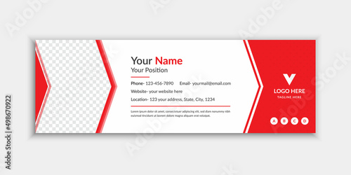 Red color email signature and email footer template for your office