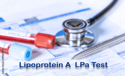 Lipoprotein A  LPa Test Testing Medical Concept. Checkup list medical tests with text and stethoscope photo