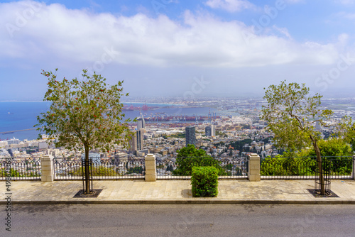 Louis Promenade on Mount Carmel, port and  Mediterranean Sea, Haifa