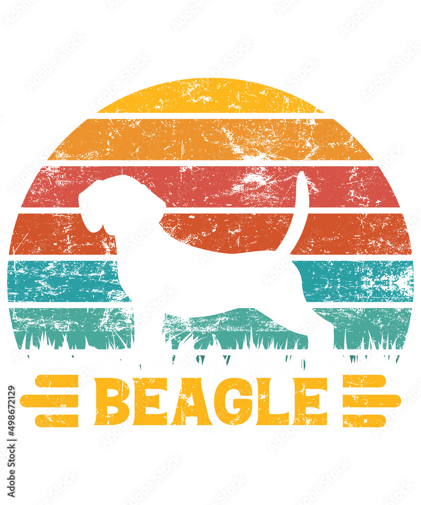 Beagle Retro Vintage Sunset T-shirt Design template, Beagle on Board ...