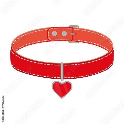 A collar for cats and dogs with a pendant. Vector color isolated cartoon-style illustration.