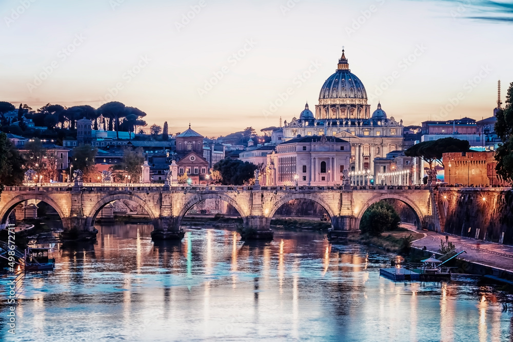 The city of Rome at sunset