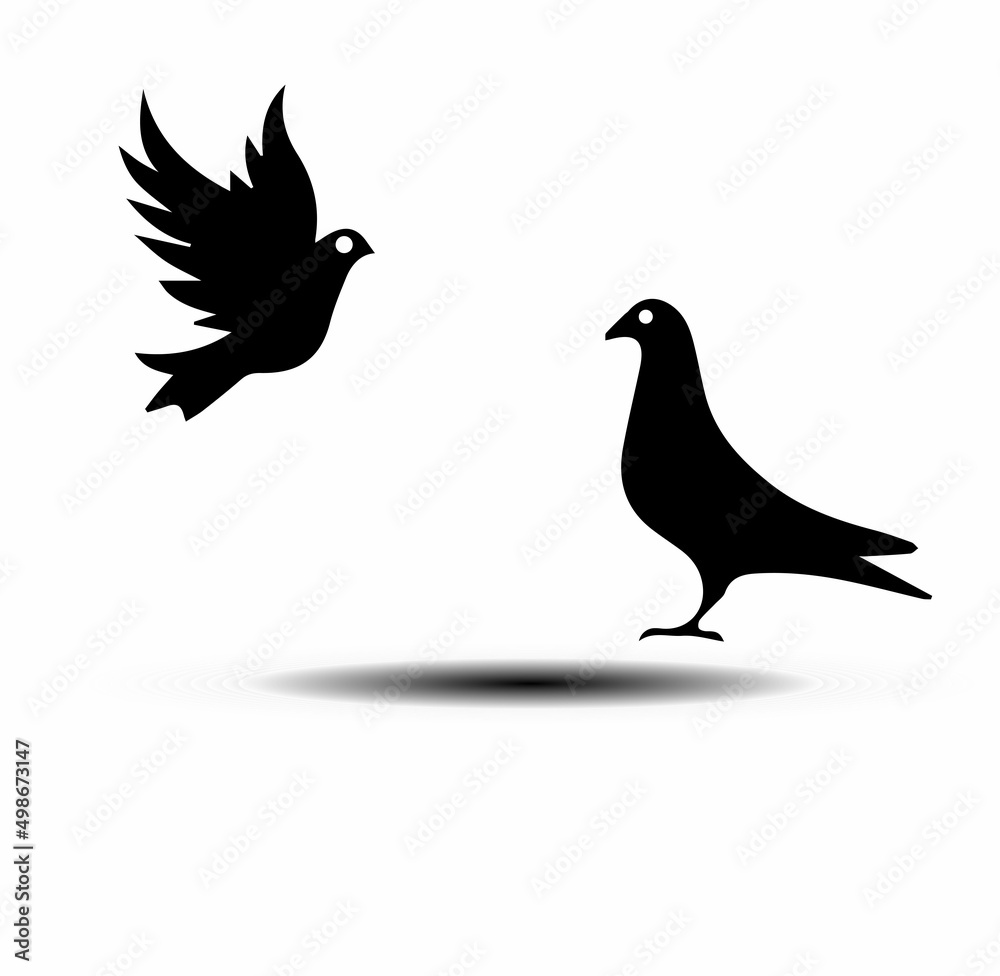 Obraz premium collection of black dove silhouettes isolated