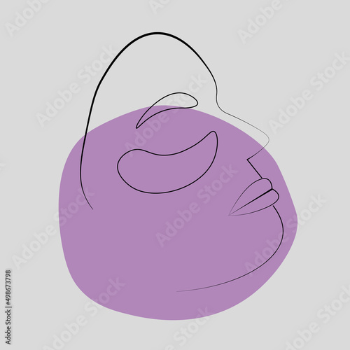 Face mask icon on purple background. A beautiful, moisturized face. Face mask, under eye patches vector. Highlight icon for Instagram.