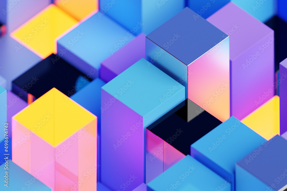 3d illustration of a stereo colorful stripes. Abstract glowing crossing lines pattern 3d illustration of a stereo colorful stripes. Abstract glowing crossing lines pattern
