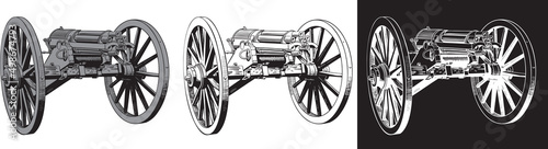vector image of an old machine gun from the late 18th century