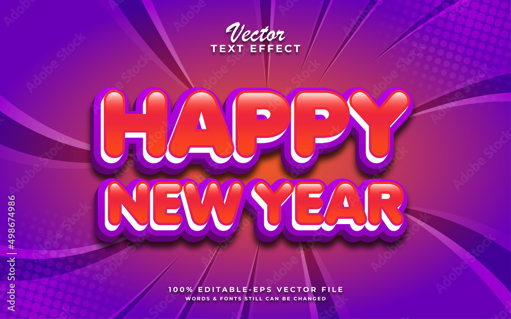 Happy new year 3d editable text effect design