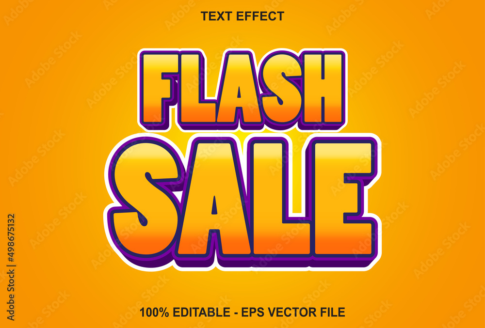 flash sale text effect with orange color for promotion