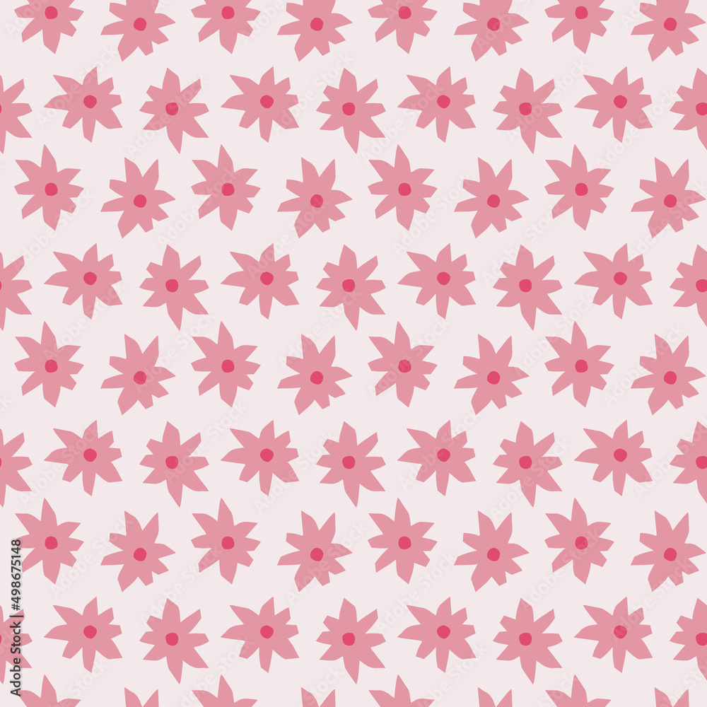 Abstract botanical seamless pattern. Simple flower shape