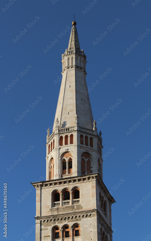 Tower of Ghirlandina (Garland), Modena, Emilia-Romagna, Italy, romanesque architecture, detail