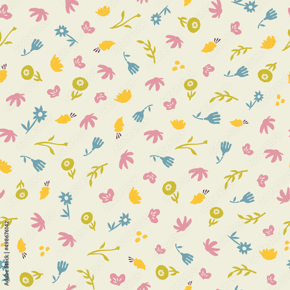 Abstract botanical seamless pattern. Simple flower shape Abstract botanical seamless pattern. Simple flower shape