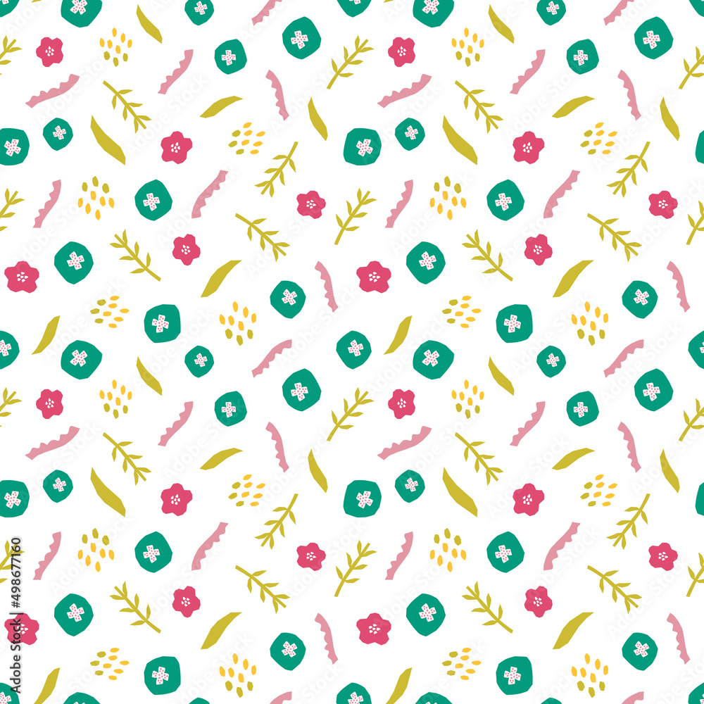 Abstract botanical seamless pattern. Simple flower shape Abstract botanical seamless pattern. Simple flower shape