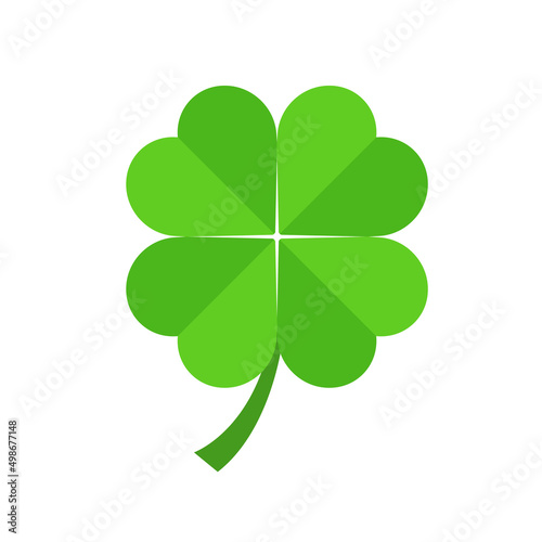 Four-leaf clover. Green leaves clover for Good Luck St Patrick's Day. Vector illustration
