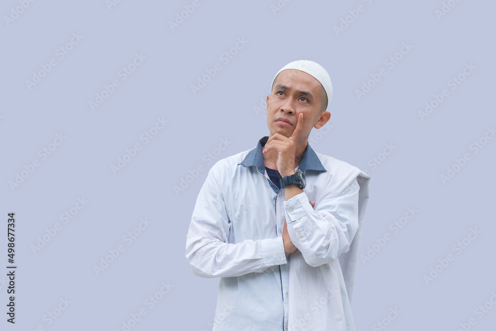 portrait of man daydreaming isolated in white portrait of man daydreaming isolated in white