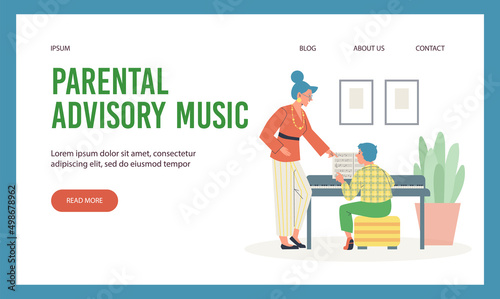 Website banner template about parental advisory music flat style